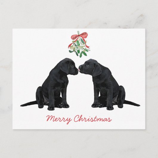 Cartes Pour Fêtes Annuelles Black Labrador Mistletoe mignon Chien Chien Chien  (Devant)