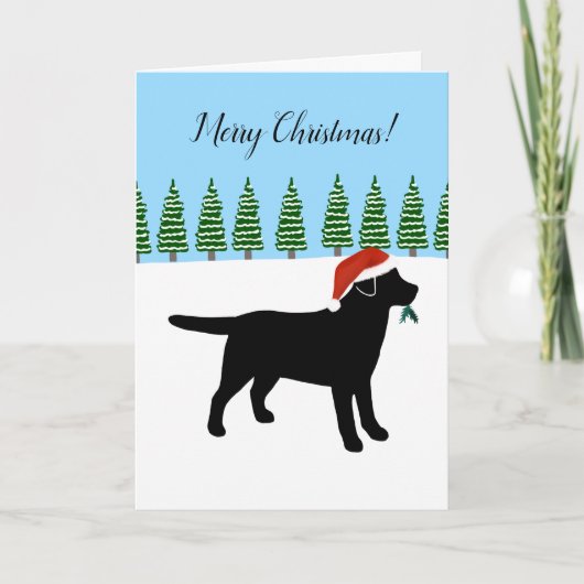 Cartes Pour Fêtes Annuelles Black Labrador Noël À feuillage persistant Santa H (Devant)
