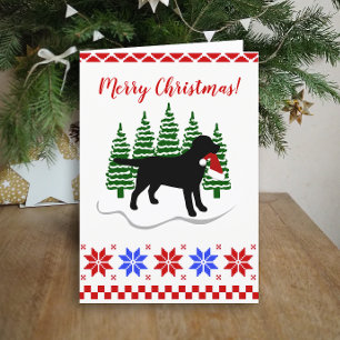 Cartes Pour Fêtes Annuelles Black Labrador Noël Arbres À feuillage persistant