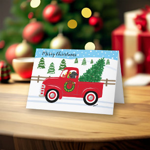Cartes Pour Fêtes Annuelles Black Labrador Red Truck Christmas