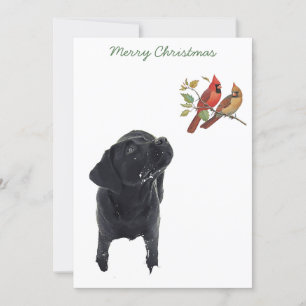Cartes Pour Fêtes Annuelles Black Labrador Retriever Christmas Puppy mignon Ch