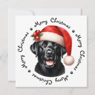 Cartes Pour Fêtes Annuelles Black Labrador Retriever mignonne Joyeux Noël