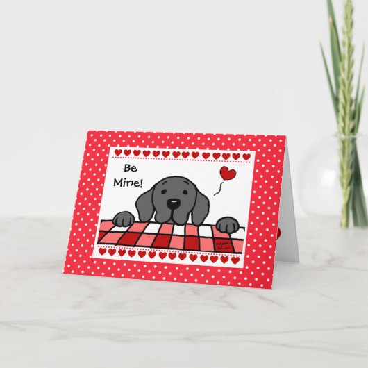 Cartes Pour Fêtes Annuelles Black Labrador vous regardant Valentine (Devant)
