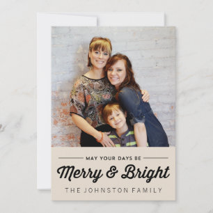 Cartes Pour Fêtes Annuelles Black Merry & Bright Christmas Photo Flat Cards