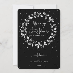 Cartes Pour Fêtes Annuelles Black Merry Christmas Holly Wreath
