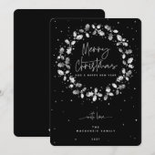 Cartes Pour Fêtes Annuelles Black Merry Christmas Holly Wreath (Devant / Derrière)