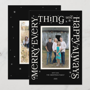 Cartes Pour Fêtes Annuelles Black Merry Everything et un Happy Always 