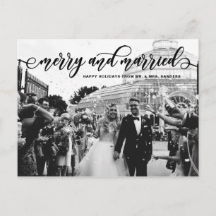 Cartes Pour Fêtes Annuelles Black Merry & Married Calligraphy Mariage Holiday