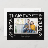 Cartes Pour Fêtes Annuelles Black New Home for the Holidays Photo (Devant / Derrière)