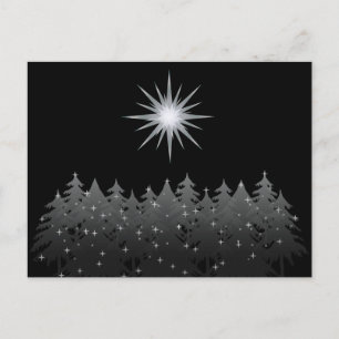 Cartes Pour Fêtes Annuelles Black Night Sky White Star Trees Moderne Noël