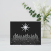 Cartes Pour Fêtes Annuelles Black Night Sky White Star Trees Moderne Noël (Debout devant)