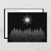 Cartes Pour Fêtes Annuelles Black Night Sky White Star Trees Moderne Noël (Devant / Derrière)