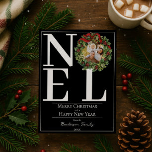 Cartes Pour Fêtes Annuelles Black Noel Christmas Wreath Photo