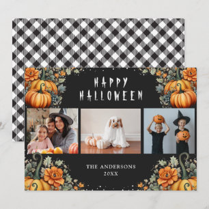 Cartes Pour Fêtes Annuelles Black Orange Citrouille Photo Happy Halloween Cart