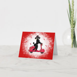 Cartes Pour Fêtes Annuelles Black Poodé et Scooter Valentine Art