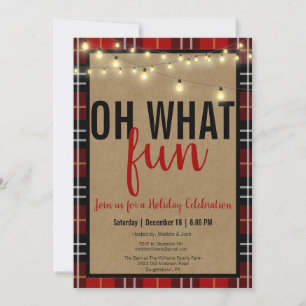Cartes Pour Fêtes Annuelles Black & Red Plaid Check