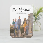 Cartes Pour Fêtes Annuelles Black Simple Script Be Merry Photo Flat Card (Debout devant)