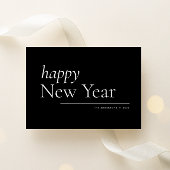 Cartes Pour Fêtes Annuelles Black Simple Serif Bonne année