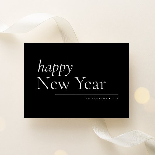 Cartes Pour Fêtes Annuelles Black Simple Serif Bonne année