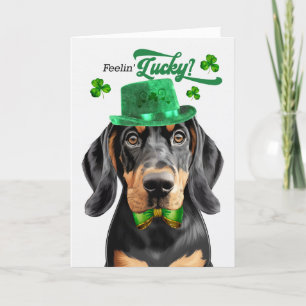 Cartes Pour Fêtes Annuelles Black Tan Coonhound Chien Lucky St Patrick's Day