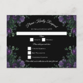 Cartes Pour Fêtes Annuelles Black Violet Floral Élégant Mariage Gothique (Devant)
