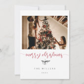 Cartes Pour Fêtes Annuelles Black White Berries Sketch Famille Photo Noël (Devant)