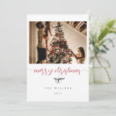 Cartes Pour Fêtes Annuelles Black White Berries Sketch Famille Photo Noël (Debout devant)