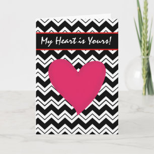 Cartes Pour Fêtes Annuelles Black White Chevron Red Heart Valentine