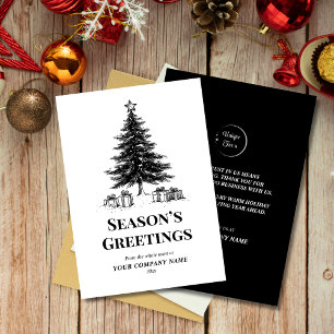 Cartes Pour Fêtes Annuelles Black & White Christmas Tree Logo d'entreprise per