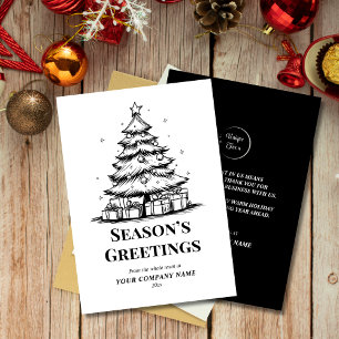 Cartes Pour Fêtes Annuelles Black & White Christmas Tree Logo d'entreprise per