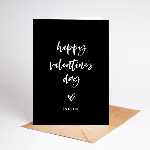 Cartes Pour Fêtes Annuelles Black White Décontracté Script et coeur Valentin