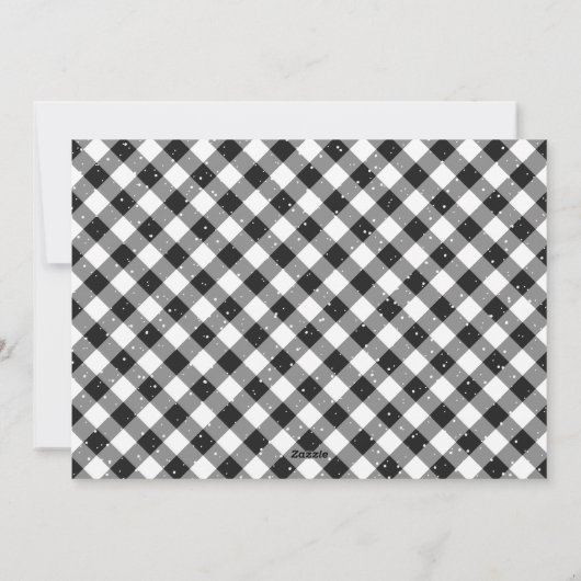 Cartes Pour Fêtes Annuelles Black White En vichy Plaid Photo Joyeux Noël (Dos)