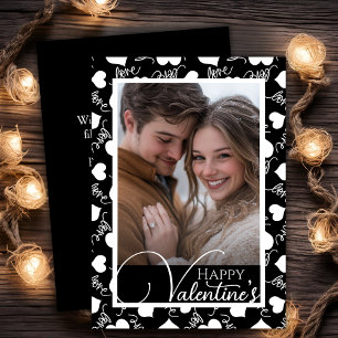 Cartes Pour Fêtes Annuelles Black & White Love Hearts Happy Valentine's Photo