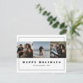 Cartes Pour Fêtes Annuelles Black & White Minimalist Happy Holidays 3 Photo (Debout devant)