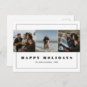 Cartes Pour Fêtes Annuelles Black & White Minimalist Happy Holidays 3 Photo (Devant / Derrière)