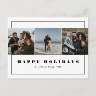 Cartes Pour Fêtes Annuelles Black & White Minimalist Happy Holidays 3 Photo
