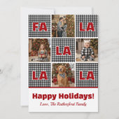 Cartes Pour Fêtes Annuelles Black & White Plaid Fa La La Photo Christmas (Devant)