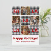 Cartes Pour Fêtes Annuelles Black & White Plaid Fa La La Photo Christmas (Debout devant)