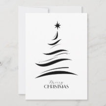 Black & white simple Christmas tree modern