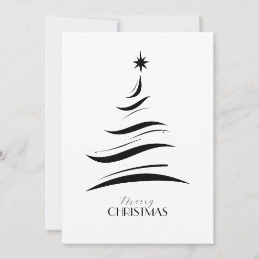 Cartes Pour Fêtes Annuelles Black & white simple Christmas tree modern (Devant)
