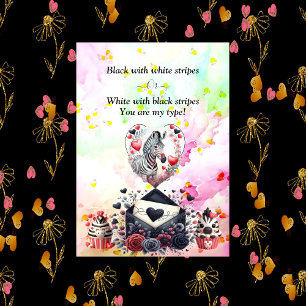 Cartes Pour Fêtes Annuelles Black White Stripes Romantique Zebra Saint Valenti