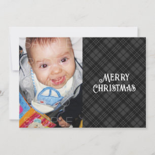 Cartes Pour Fêtes Annuelles Black white tartan plaid hiver photo de Noël
