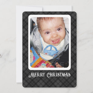 Cartes Pour Fêtes Annuelles Black white tartan plaid hiver photo de Noël