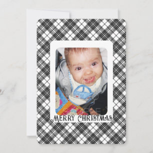 Cartes Pour Fêtes Annuelles Black white tartan plaid hiver photo de Noël