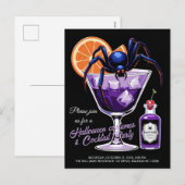 Cartes Pour Fêtes Annuelles Black Widow Halloween Cocktail (Devant / Derrière)