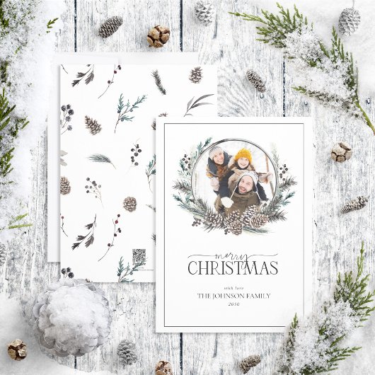 Cartes Pour Fêtes Annuelles Black Winter Berry Wreath Joyeux Noël Photo Ho