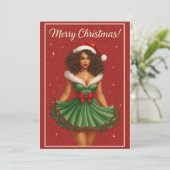 Cartes Pour Fêtes Annuelles Black Woman Curly-Haired Santa Beauty (Debout devant)