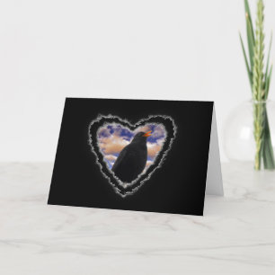 Cartes Pour Fêtes Annuelles Blackbird Heart Valentine Romance Love Card