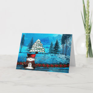 Cartes Pour Fêtes Annuelles BLANC de gens de Noël de lac winter