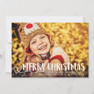 Cartes Pour Fêtes Annuelles Blanc de Joyeux Noël recouvrement de photo de 2018